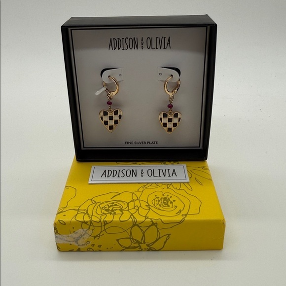 addison and olivia Jewelry - New Addison & Olivia Gold Heart Silver Plated Earrings